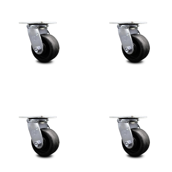 4 Inch Glass Filled Nylon Swivel Caster Set with Ball Bearing and Swivel Lock